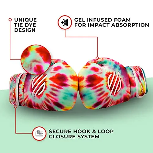 Sanabul Funk Strike Tie Dye Gel Boxing Kickboxing Training Gloves (Classic Swirl, 16 oz)