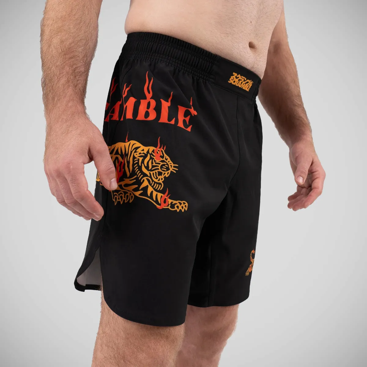 Scramble Burning Tiger Grappling Shorts - Black/Orange