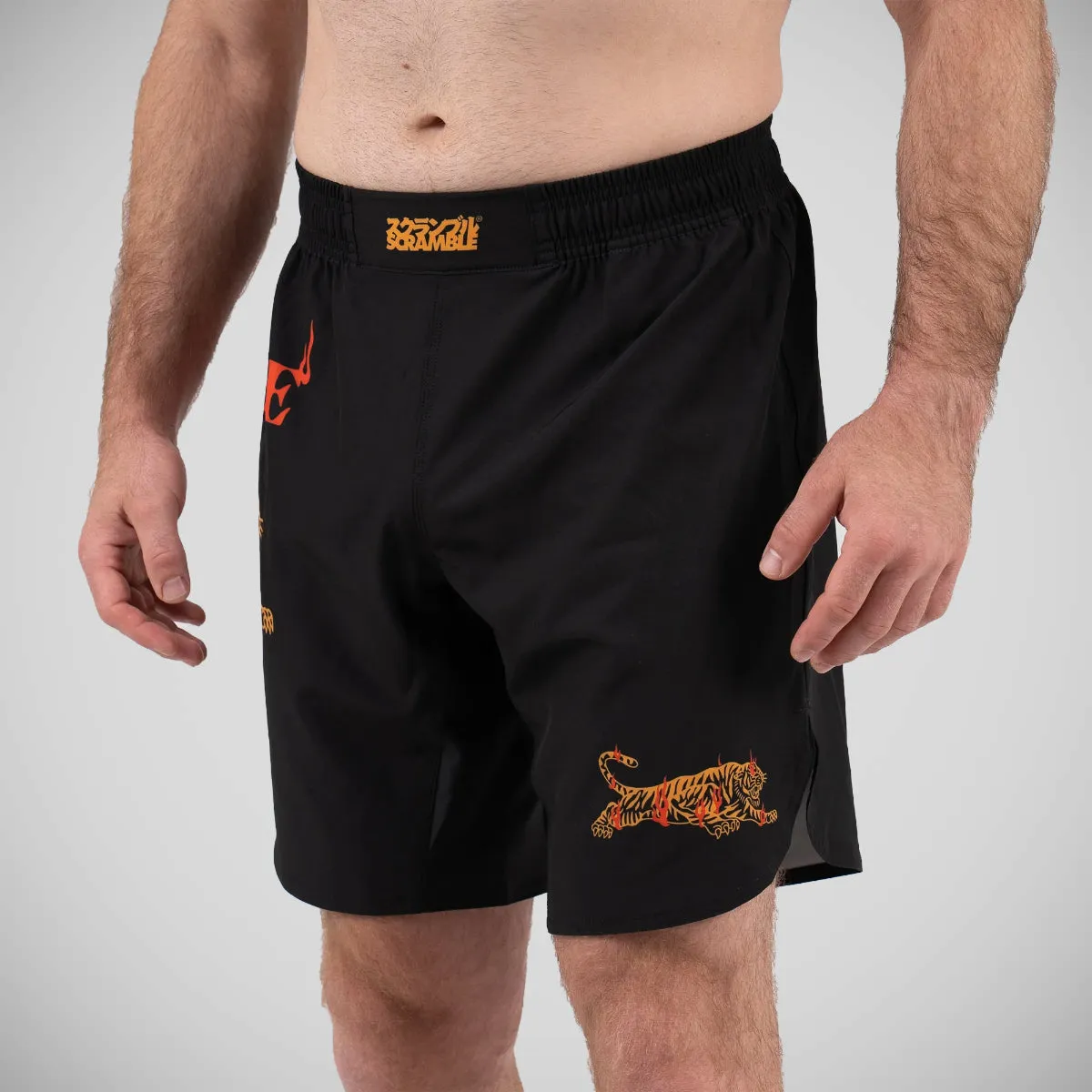 Scramble Burning Tiger Grappling Shorts - Black/Orange