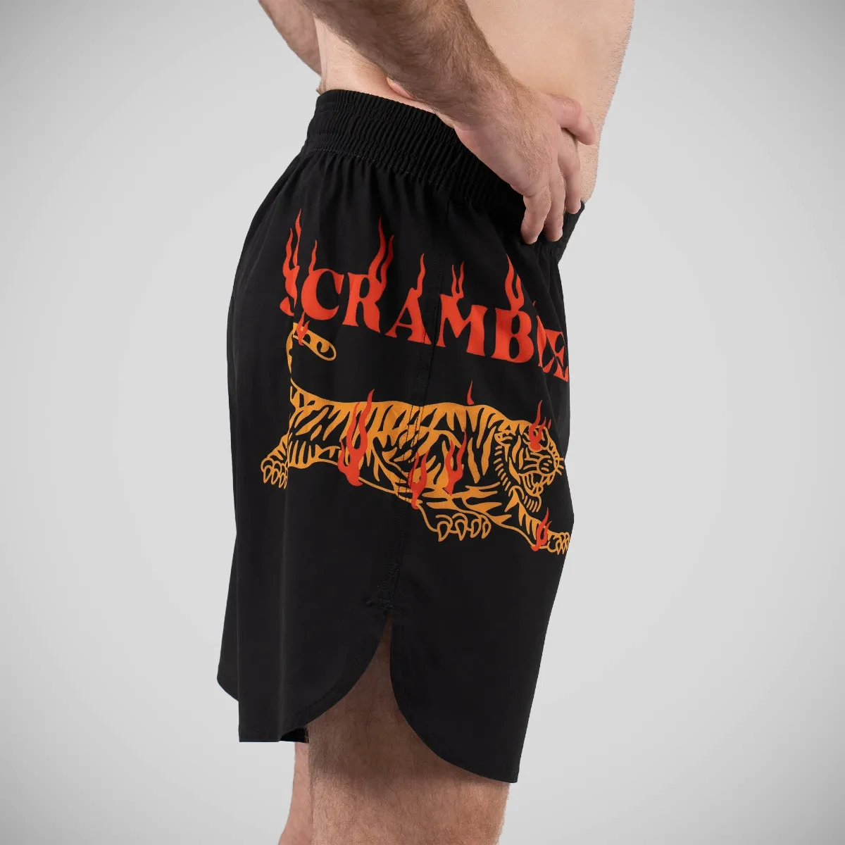 Scramble Burning Tiger Grappling Shorts - Black/Orange