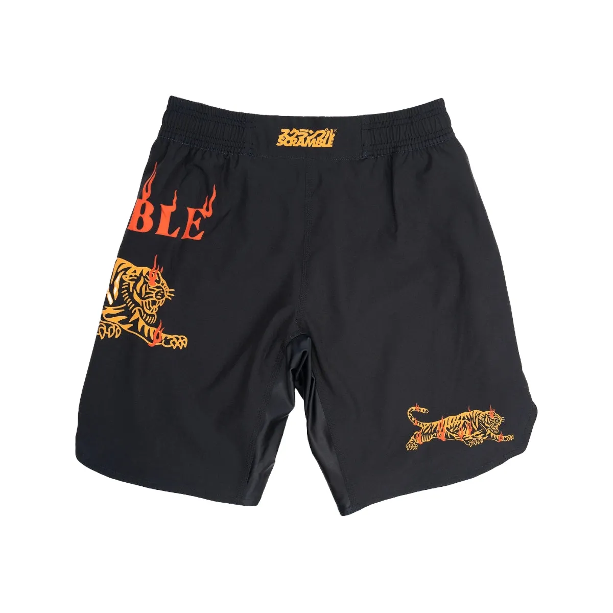 Scramble Burning Tiger Grappling Shorts - Black/Orange