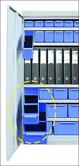 Shelving systems for Warehouse Bins with Doors-Light grey