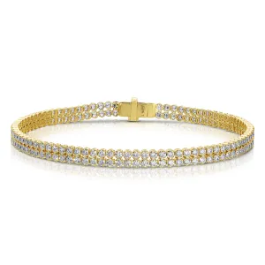 Small Double yellow Gold & Diamond Invisible Tennis Bracelet