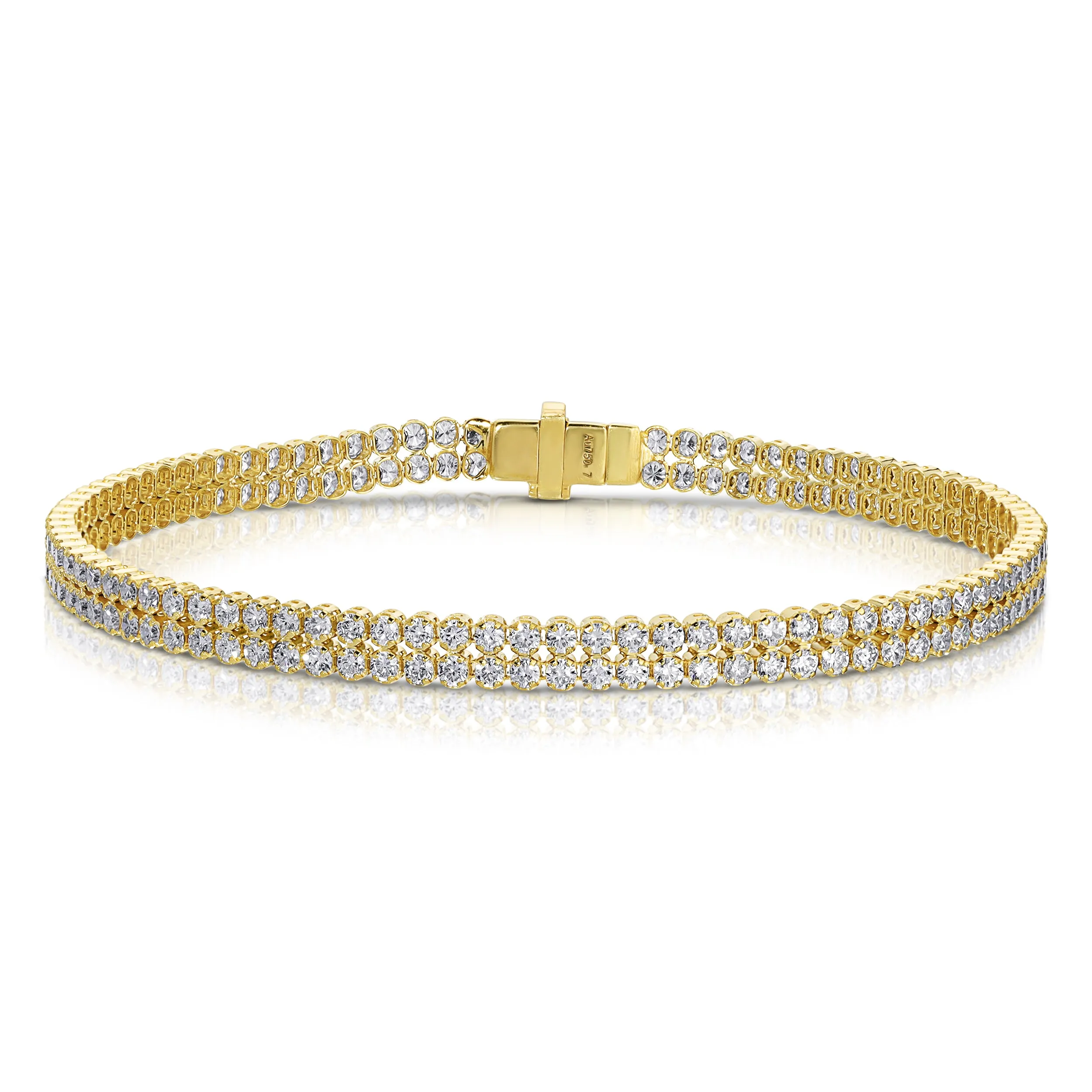 Small Double yellow Gold & Diamond Invisible Tennis Bracelet