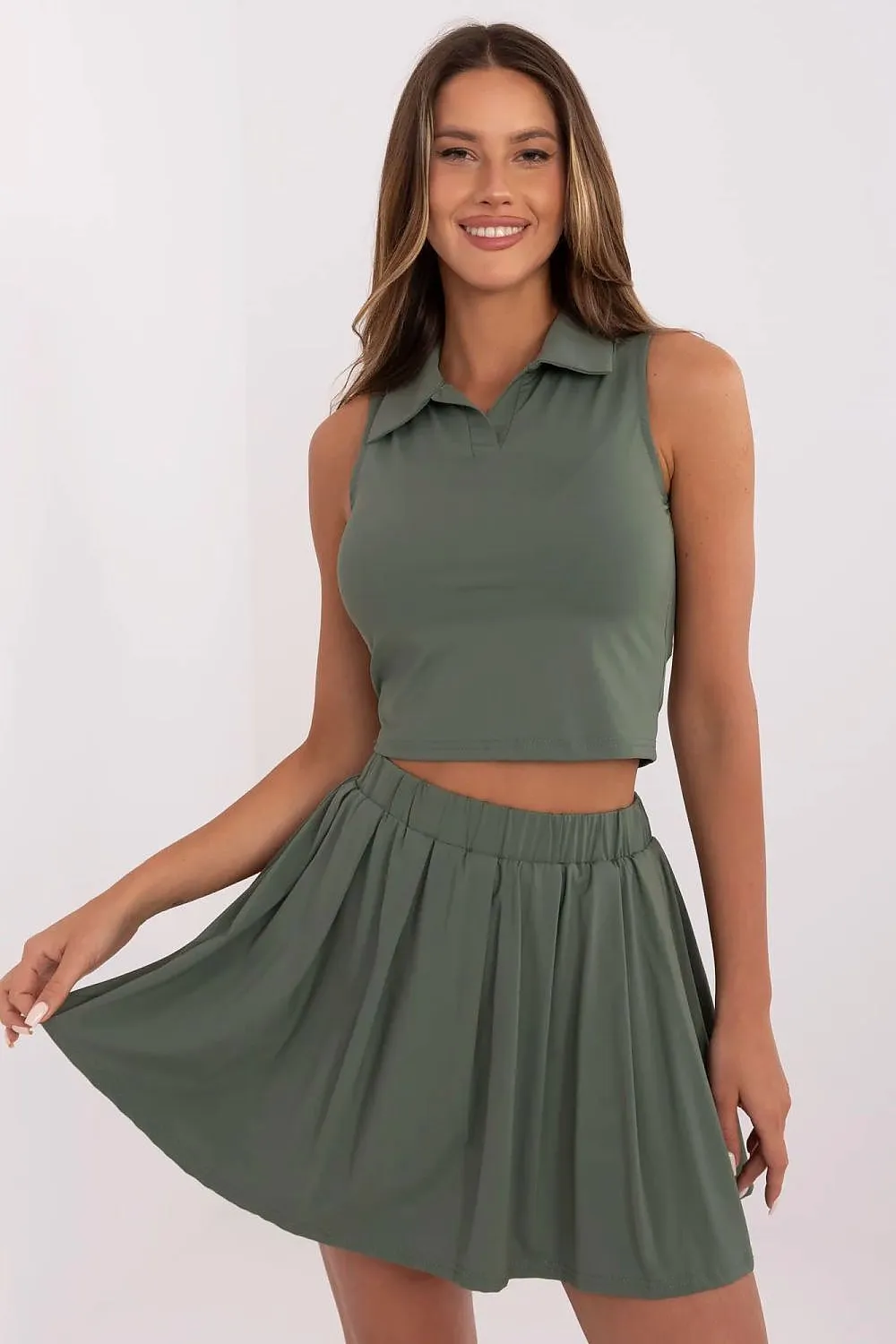 Sporty tennis-style women's skirt set