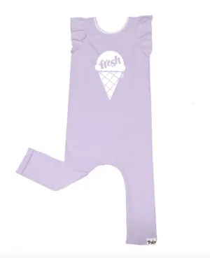 Taylin Threads Bamboo Romper Ruffle Lavender Ice Cream