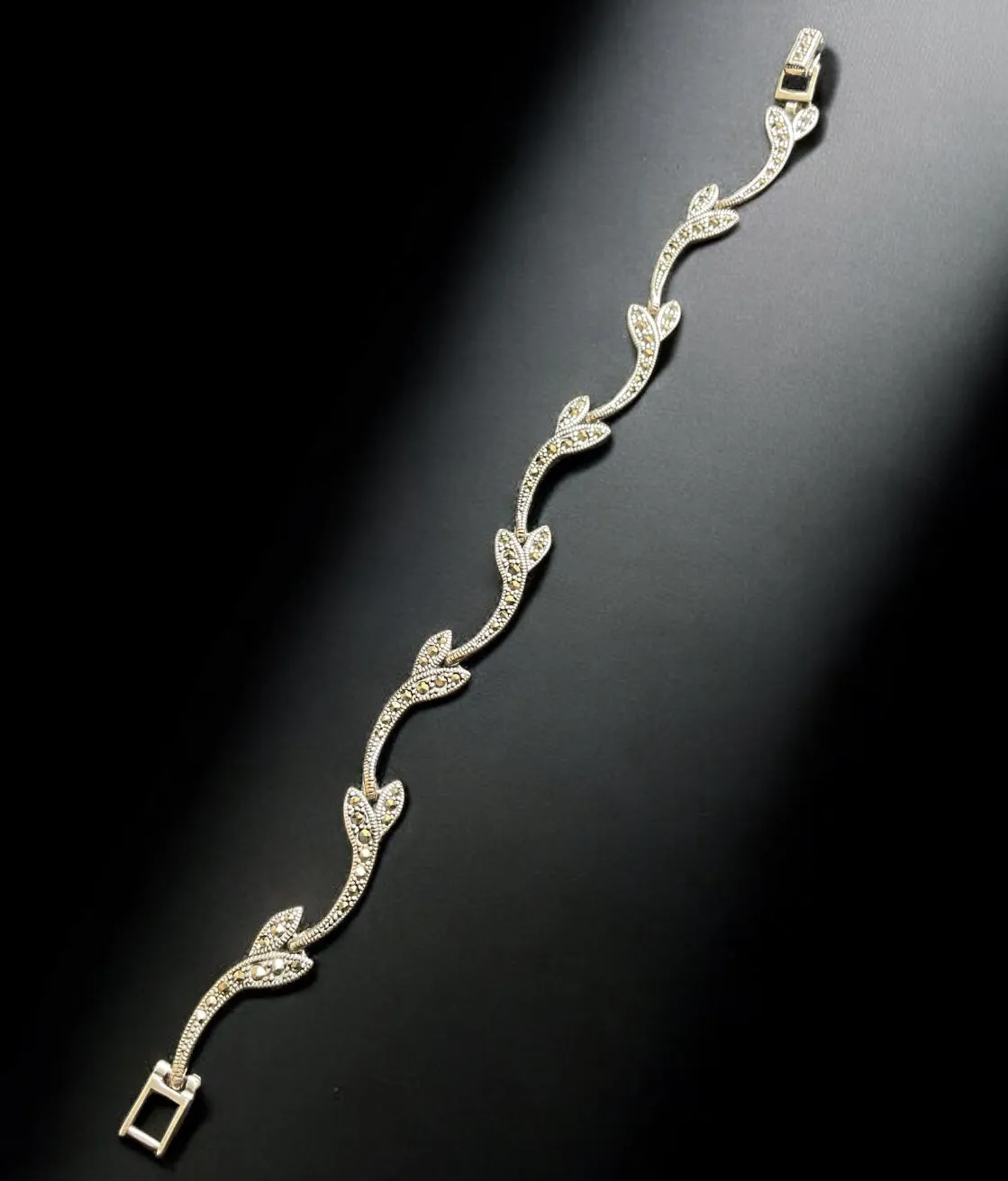 The Dazzling Tulip Silver Marcasite Bracelet