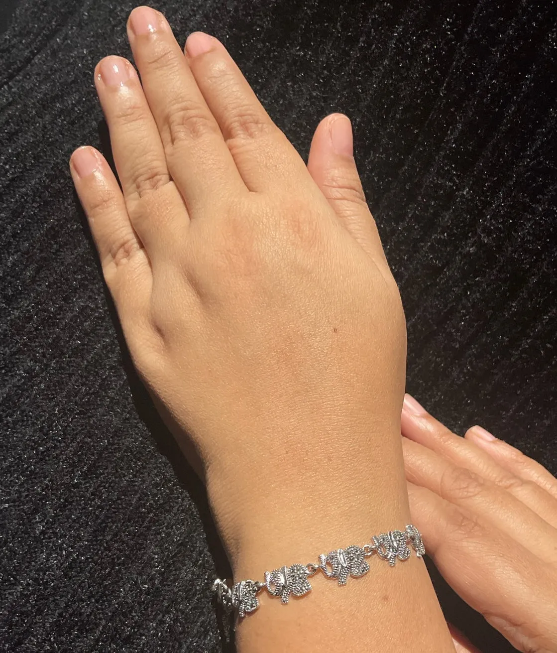 The Splendid Elephant  Silver Marcasite Bracelet