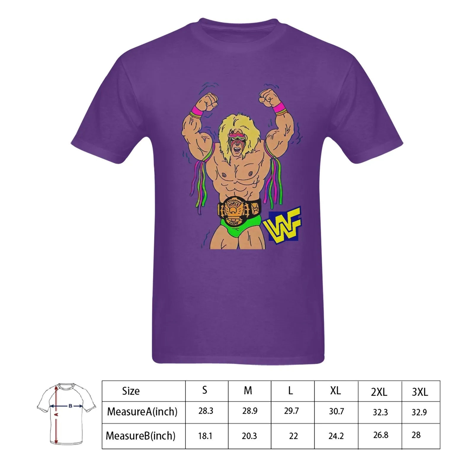 The Ultimate Warrior WWF Men's T-shirt 100% Cotton