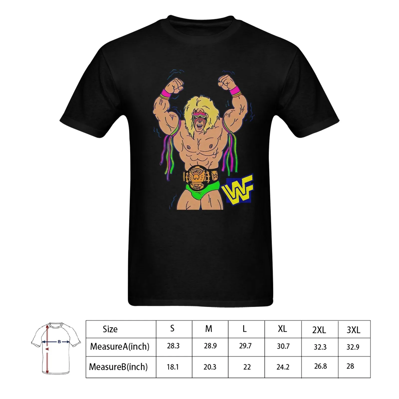 The Ultimate Warrior WWF Men's T-shirt 100% Cotton
