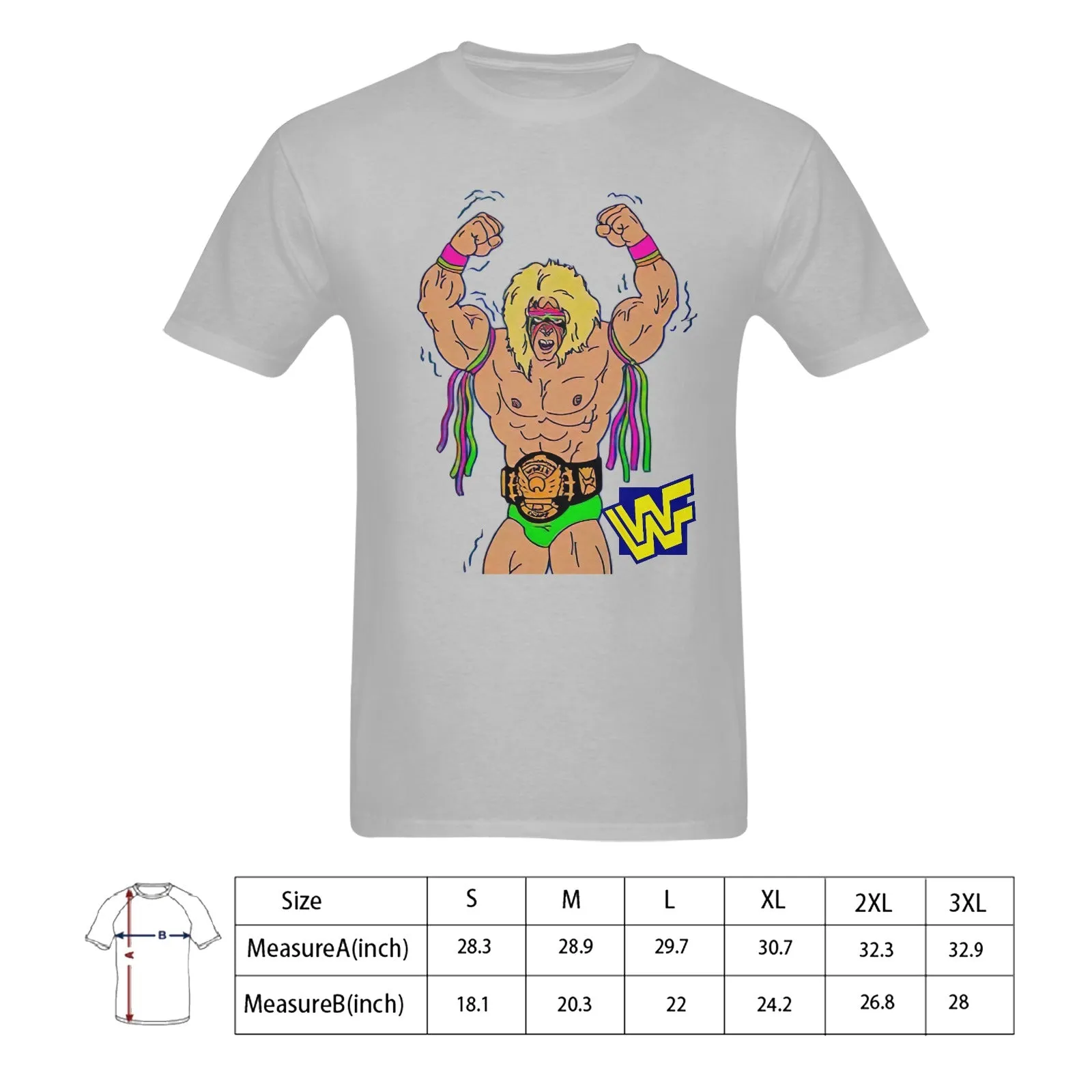The Ultimate Warrior WWF Men's T-shirt 100% Cotton