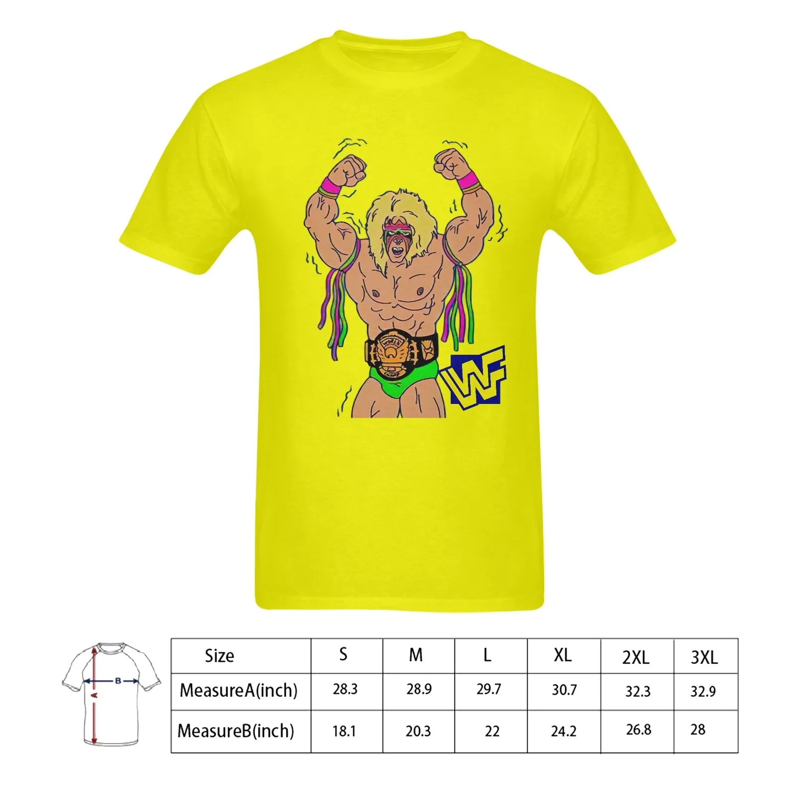 The Ultimate Warrior WWF Men's T-shirt 100% Cotton