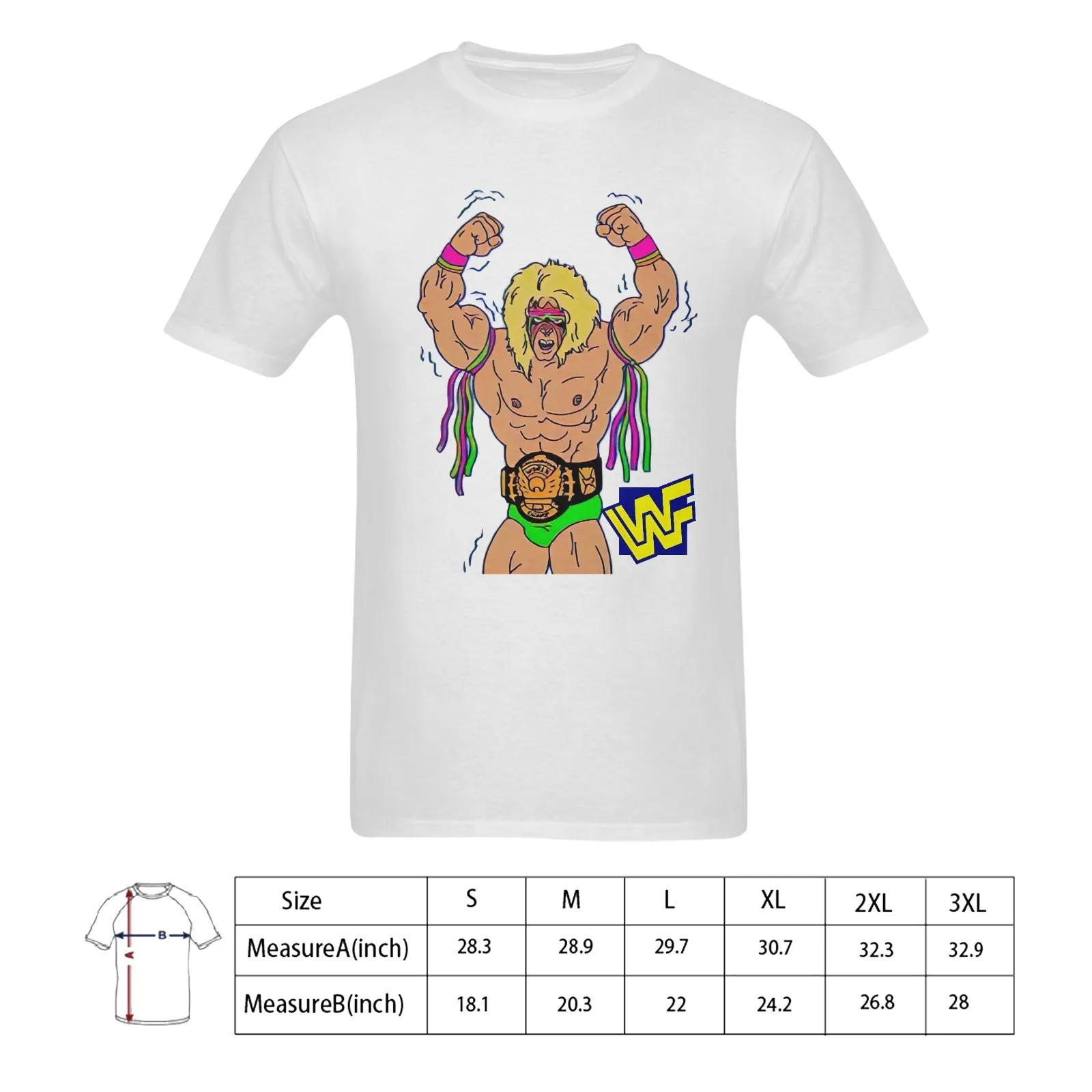The Ultimate Warrior WWF Men's T-shirt 100% Cotton