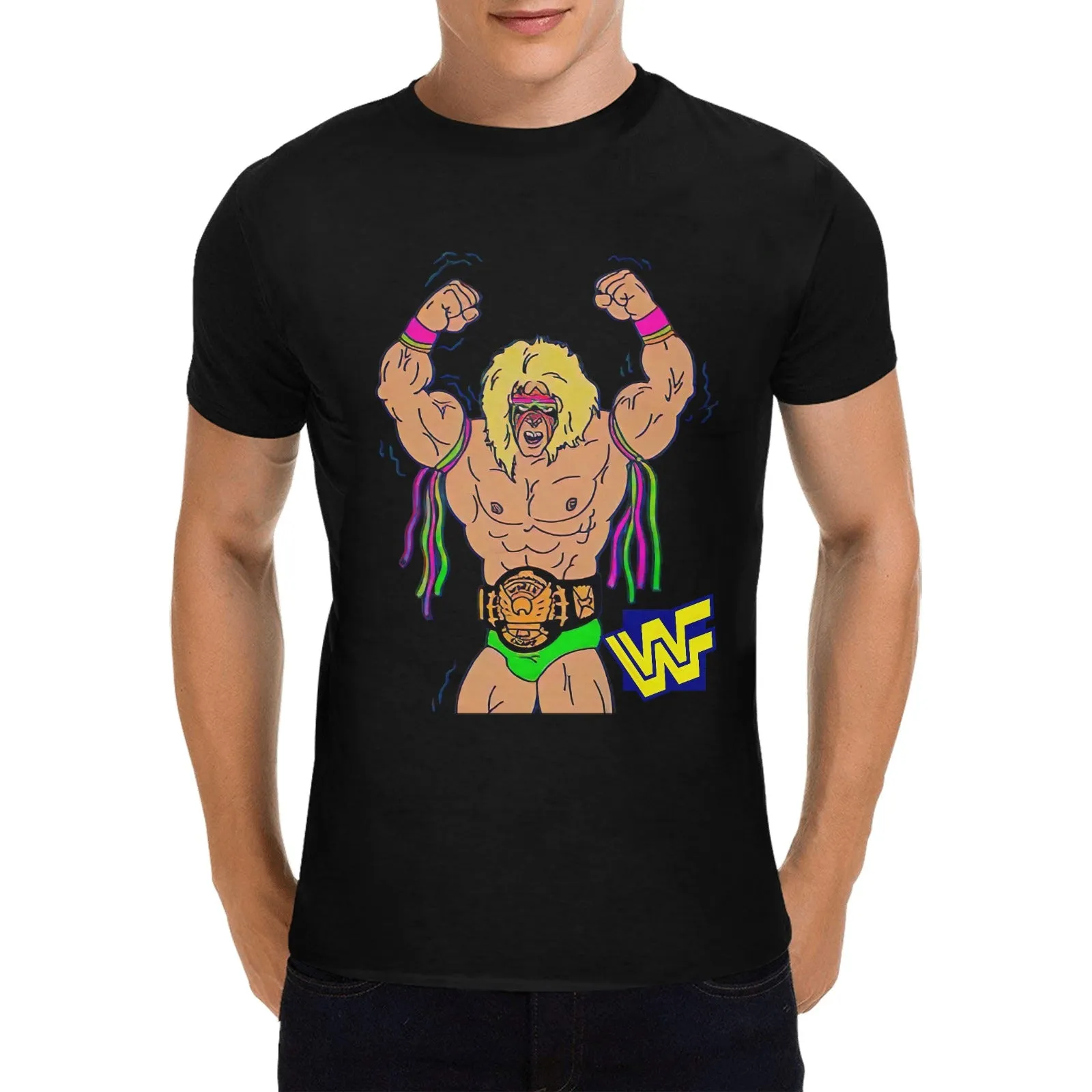 The Ultimate Warrior WWF Men's T-shirt 100% Cotton