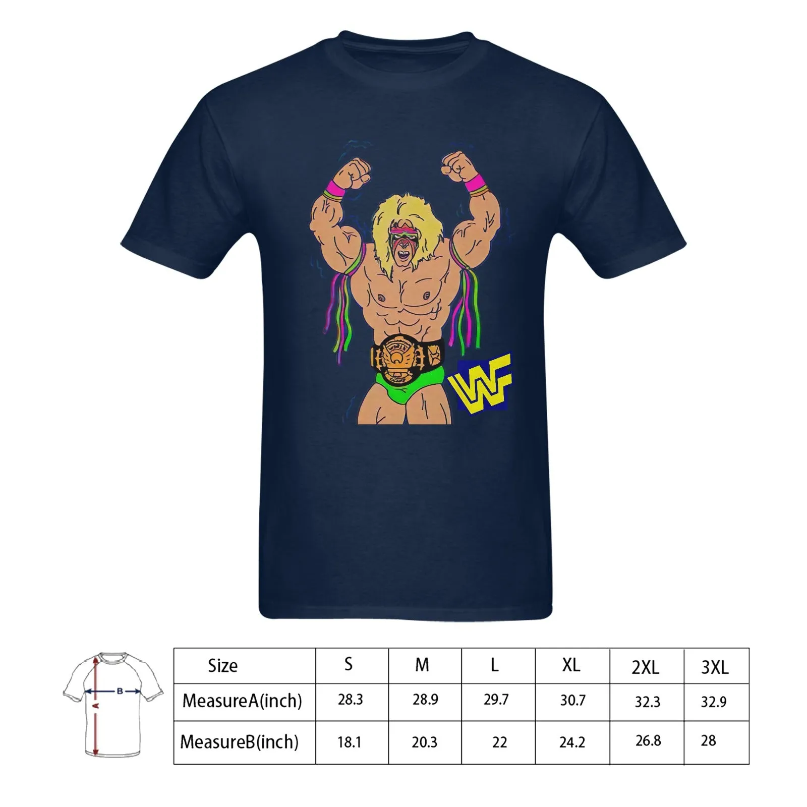 The Ultimate Warrior WWF Men's T-shirt 100% Cotton
