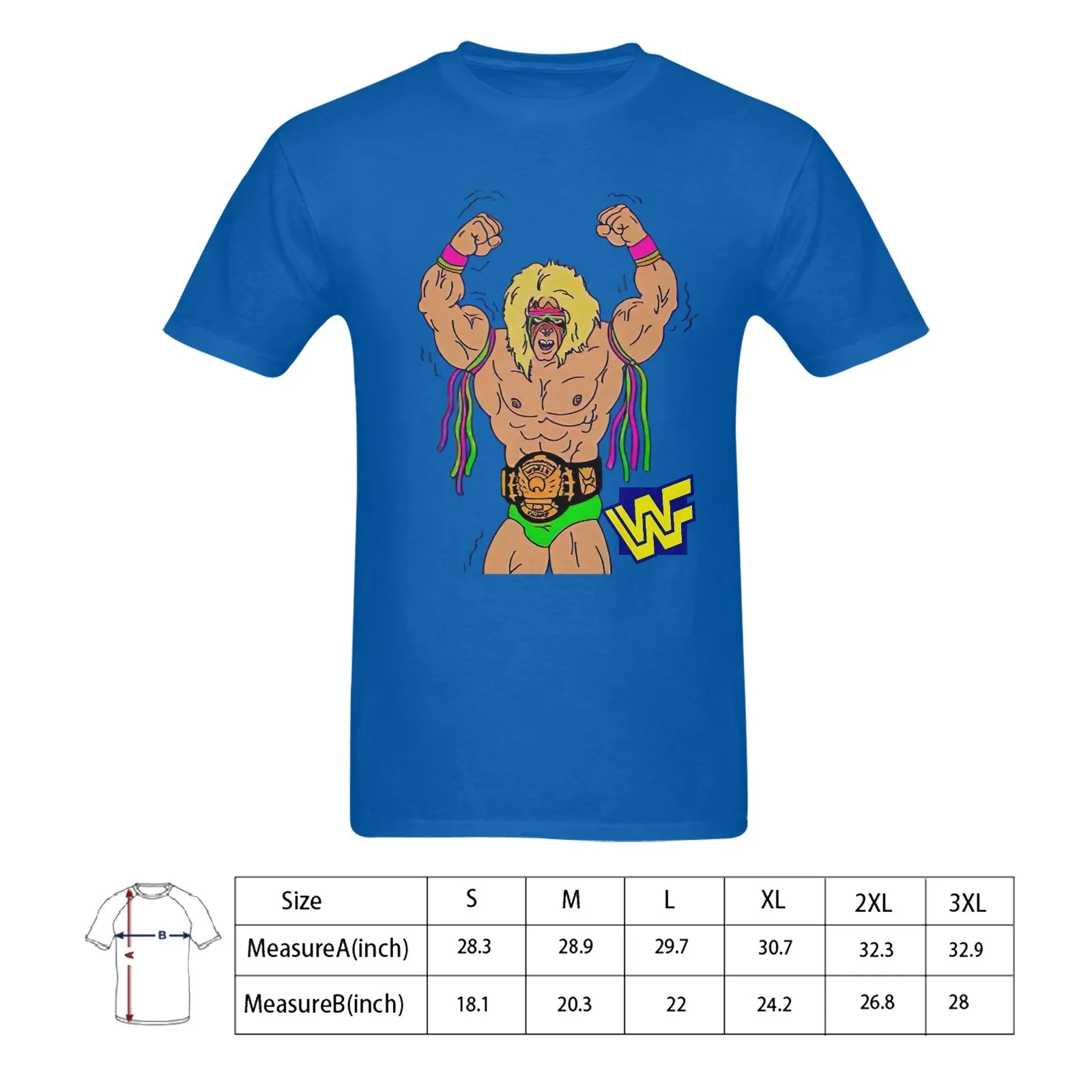 The Ultimate Warrior WWF Men's T-shirt 100% Cotton