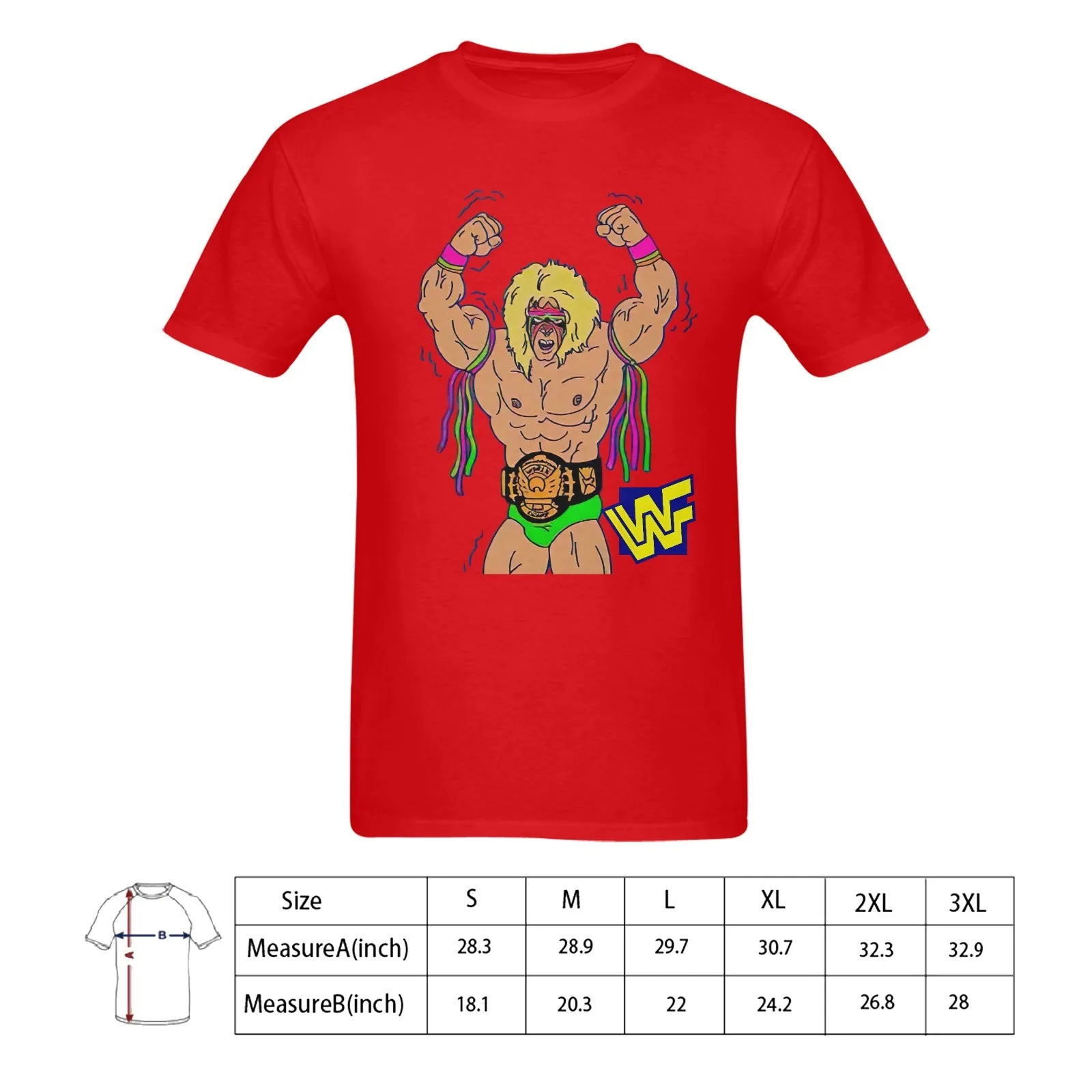The Ultimate Warrior WWF Men's T-shirt 100% Cotton