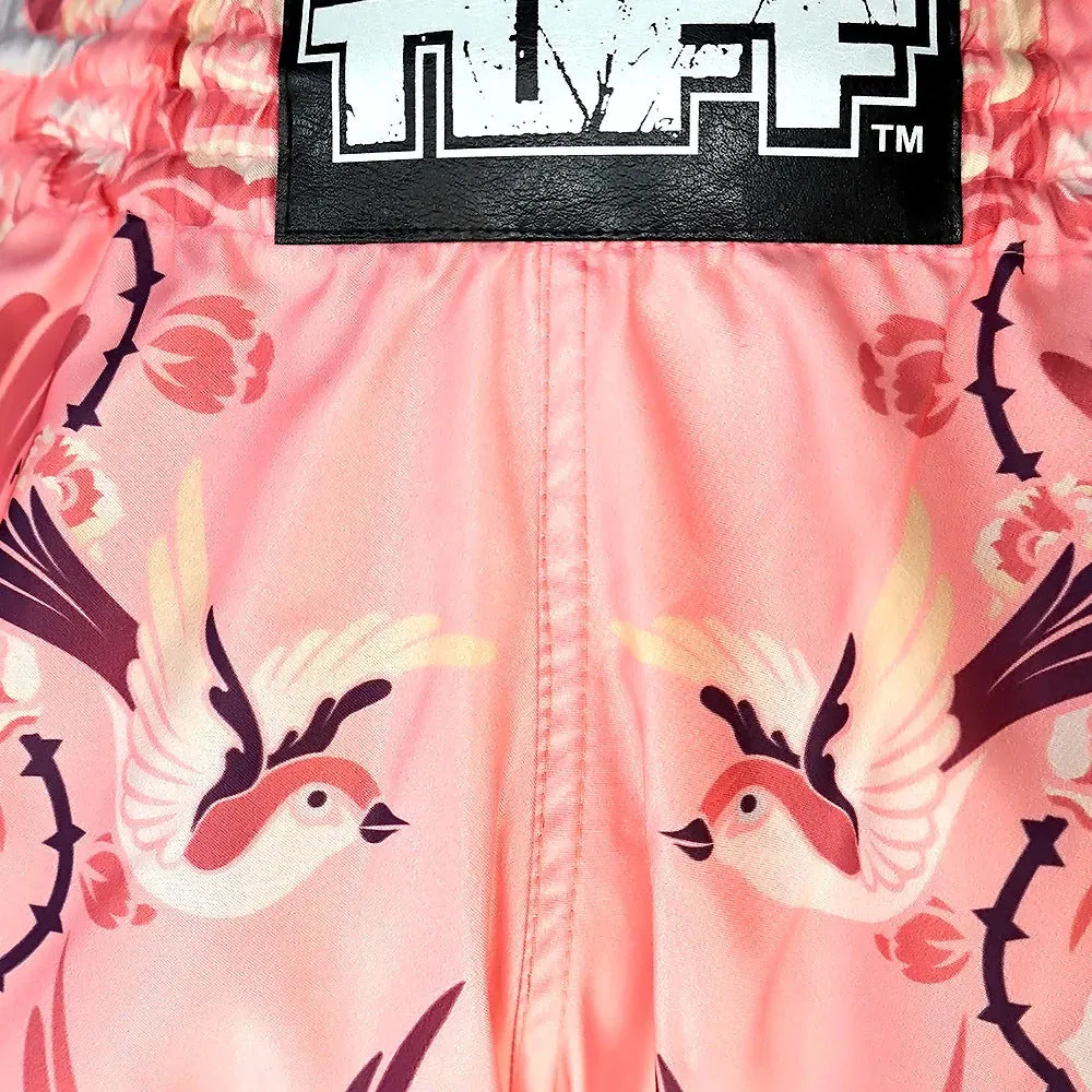 Tuff Kids Birds Roses Muay Thai Shorts Pink