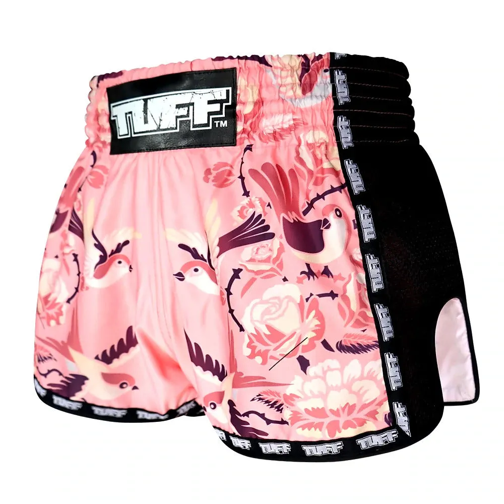 Tuff Kids Birds Roses Muay Thai Shorts Pink