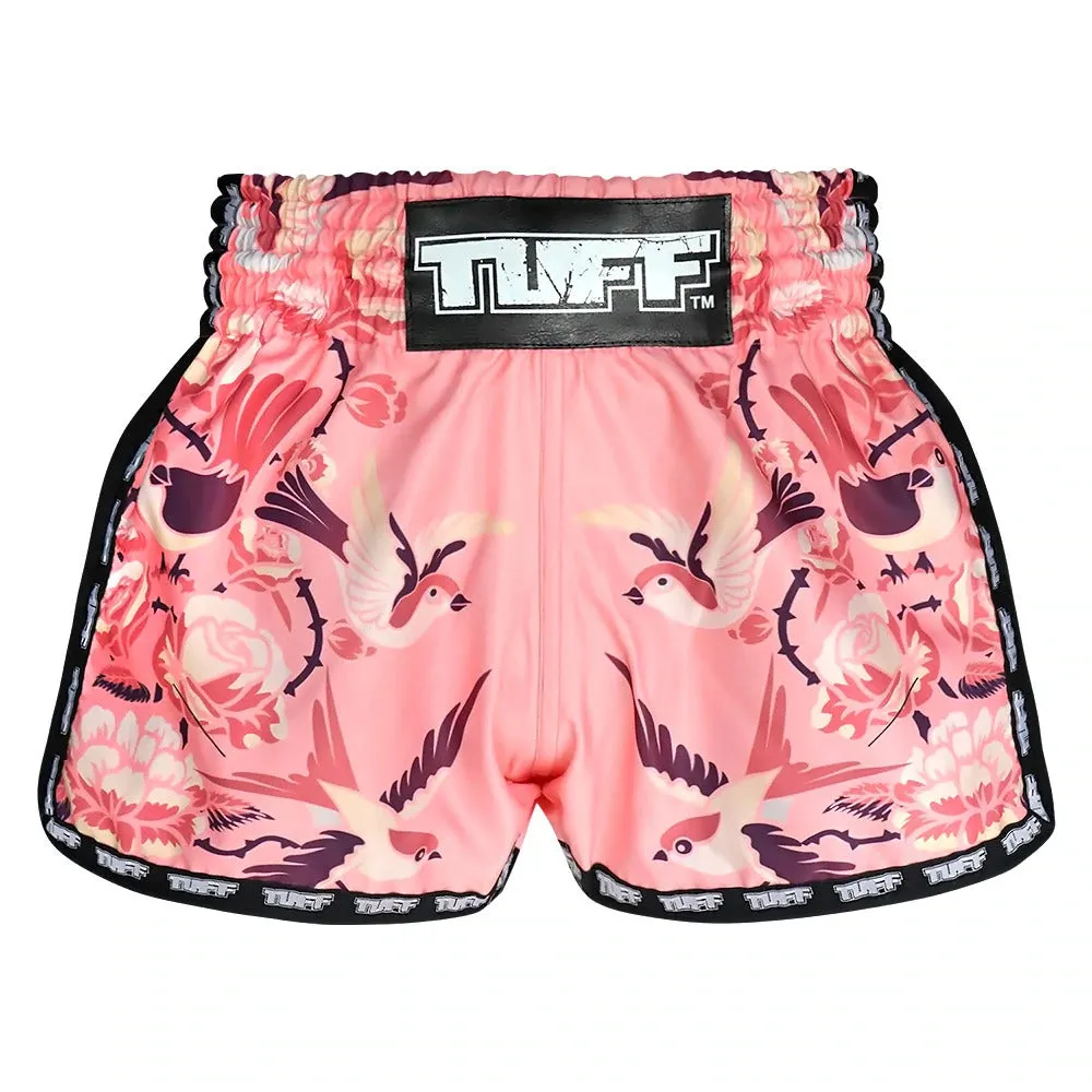 Tuff Kids Birds Roses Muay Thai Shorts Pink
