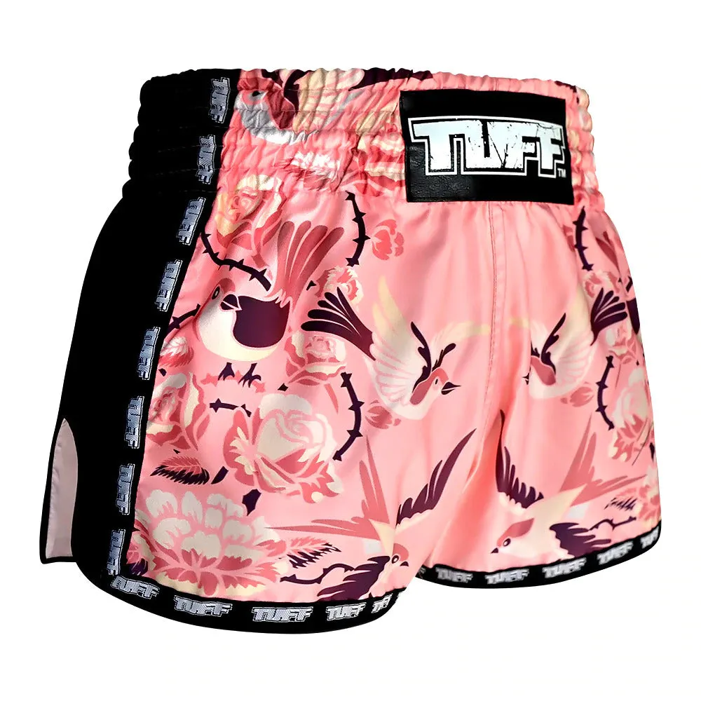 Tuff Kids Birds Roses Muay Thai Shorts Pink