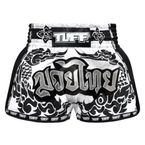 TUFF MSC108 Muay Thai Shorts Retro White The Great Hongsa