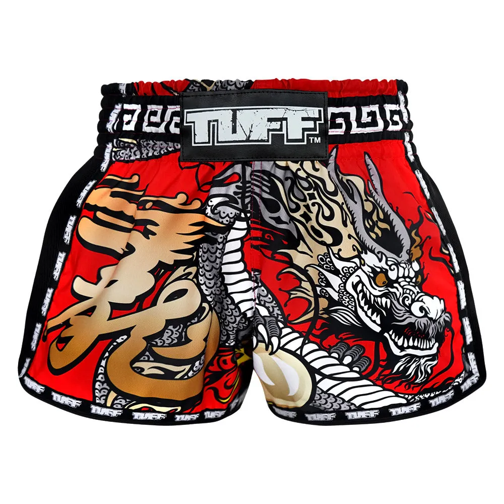 Tuff Retro Style Shorts - Red Chinese Dragon