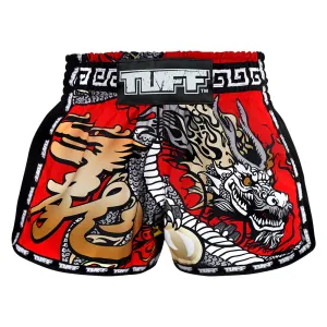 Tuff Retro Style Shorts - Red Chinese Dragon