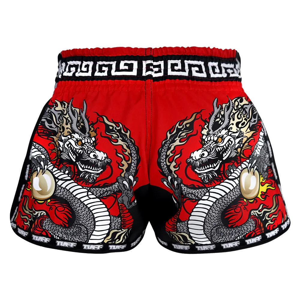 Tuff Retro Style Shorts - Red Chinese Dragon