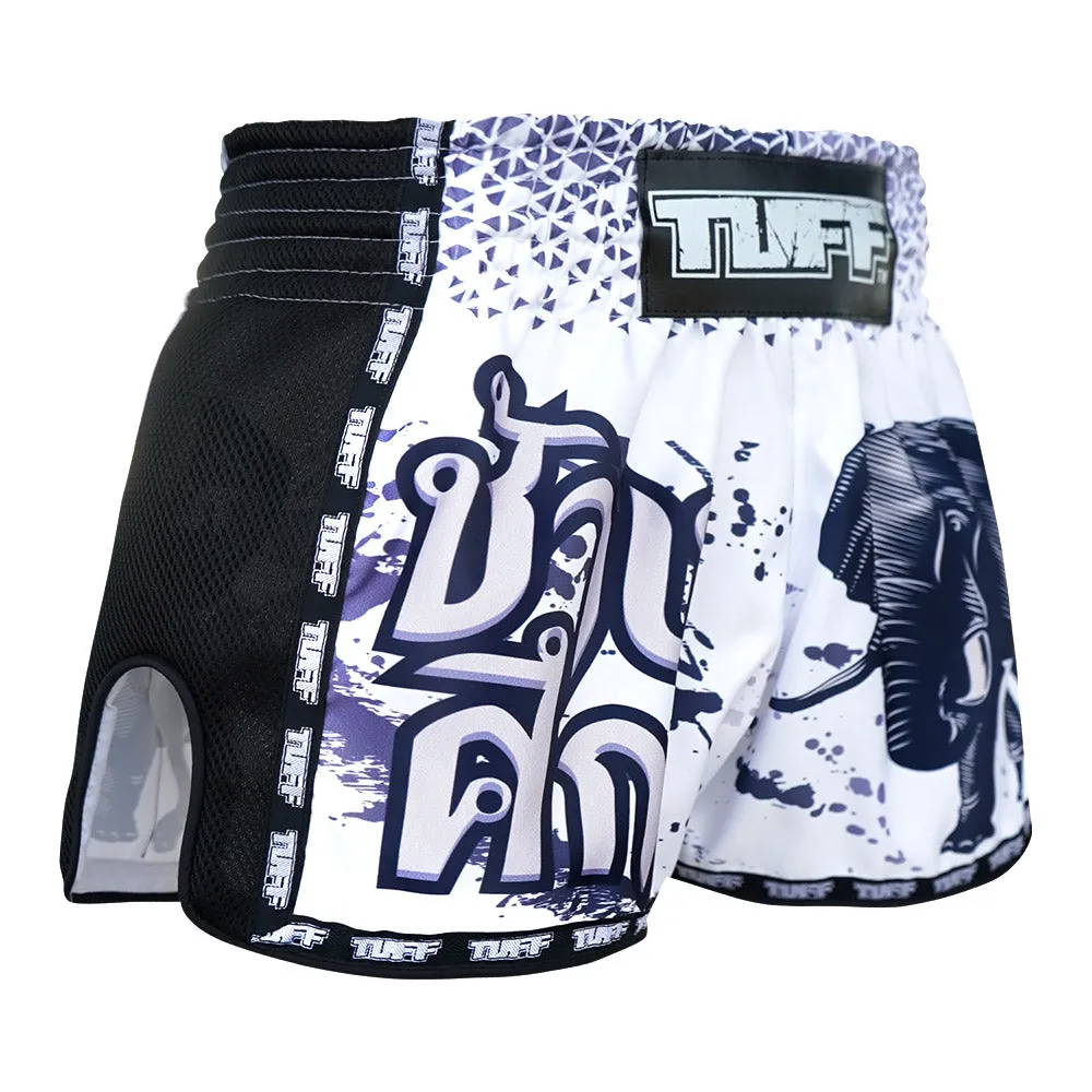 TUFF Retro Style Shorts - White War Elephant