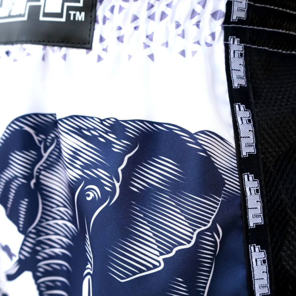 TUFF Retro Style Shorts - White War Elephant