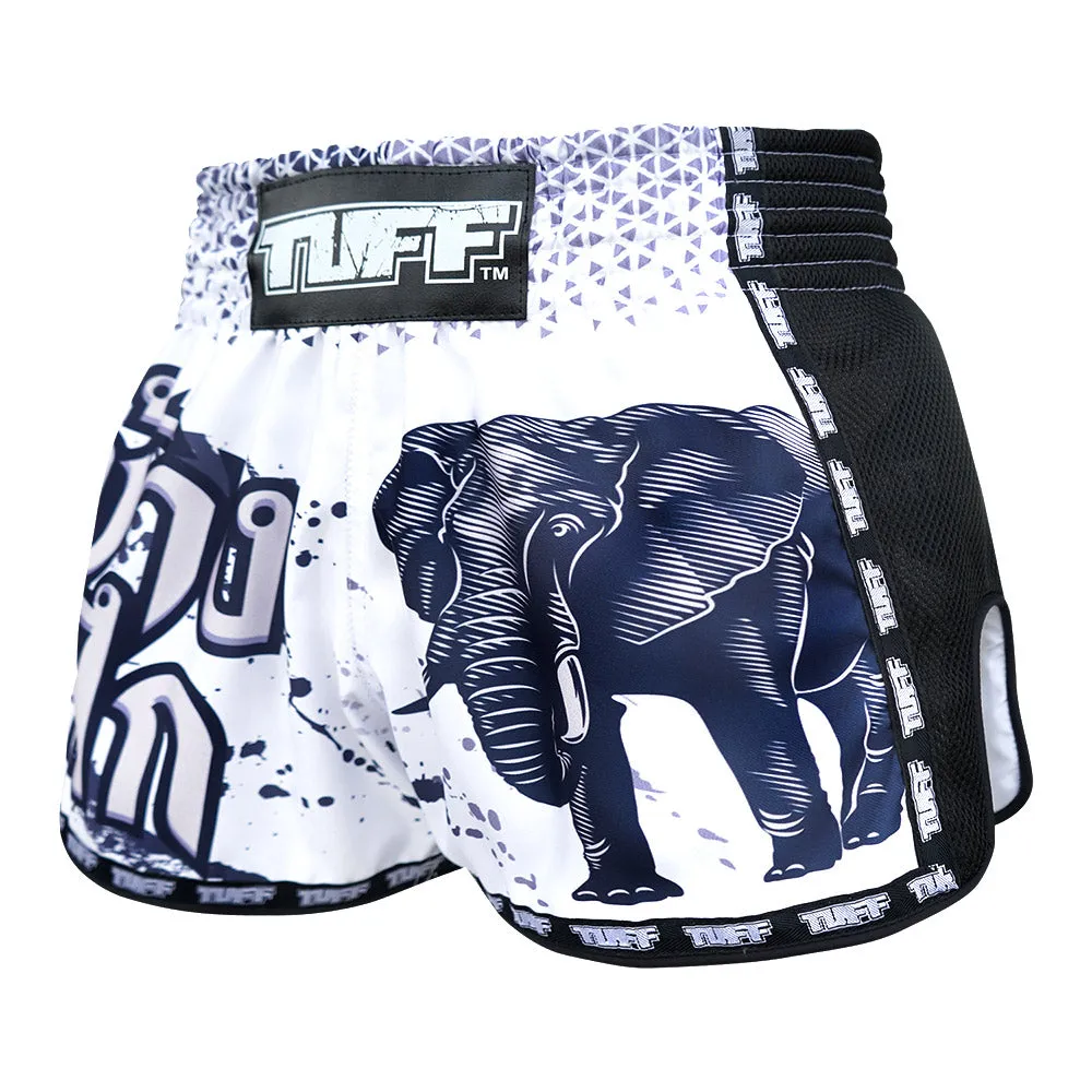 TUFF Retro Style Shorts - White War Elephant