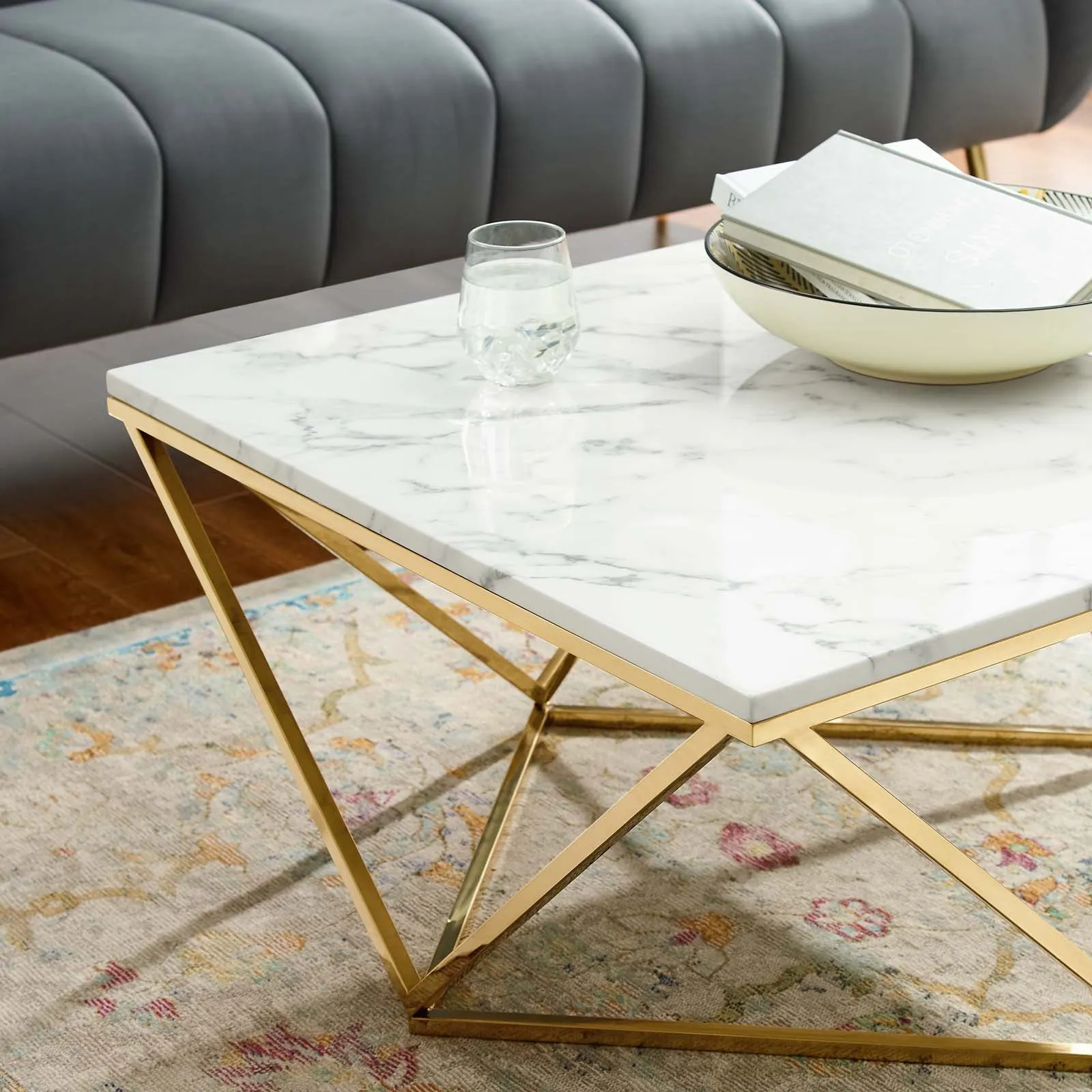 VERTEX GOLD METAL STAINLESS STEEL COFFEE TABLE