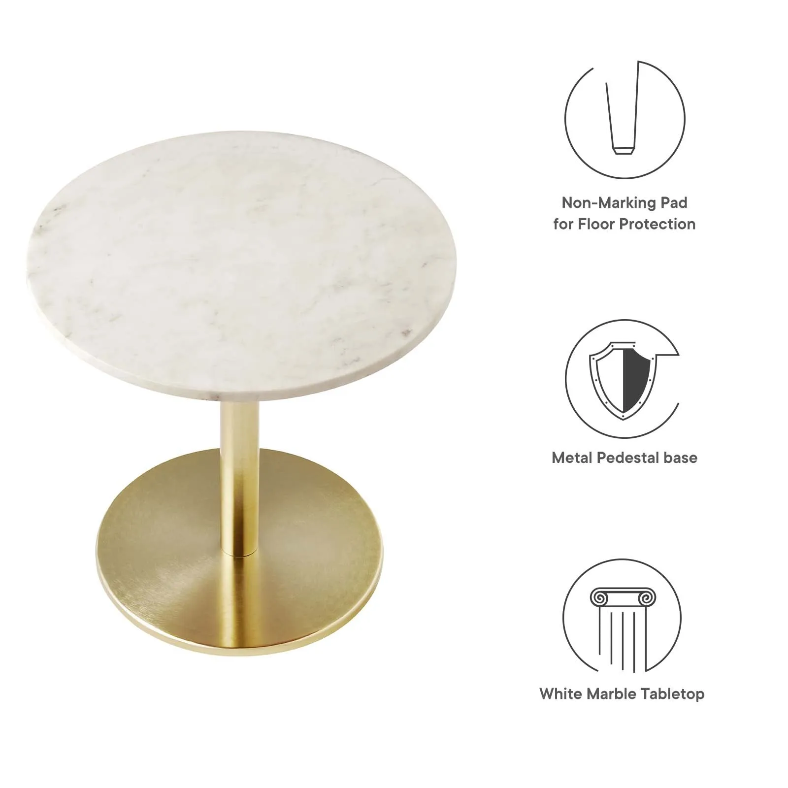 VIVA ROUND WHITE MARBLE SIDE TABLE
