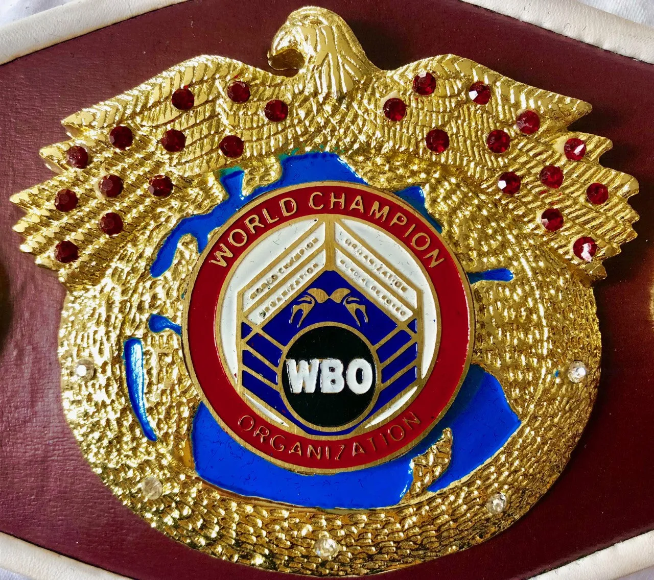 WBO Championship Boxing Belt mini size hand custom made, unsigned with fur in back