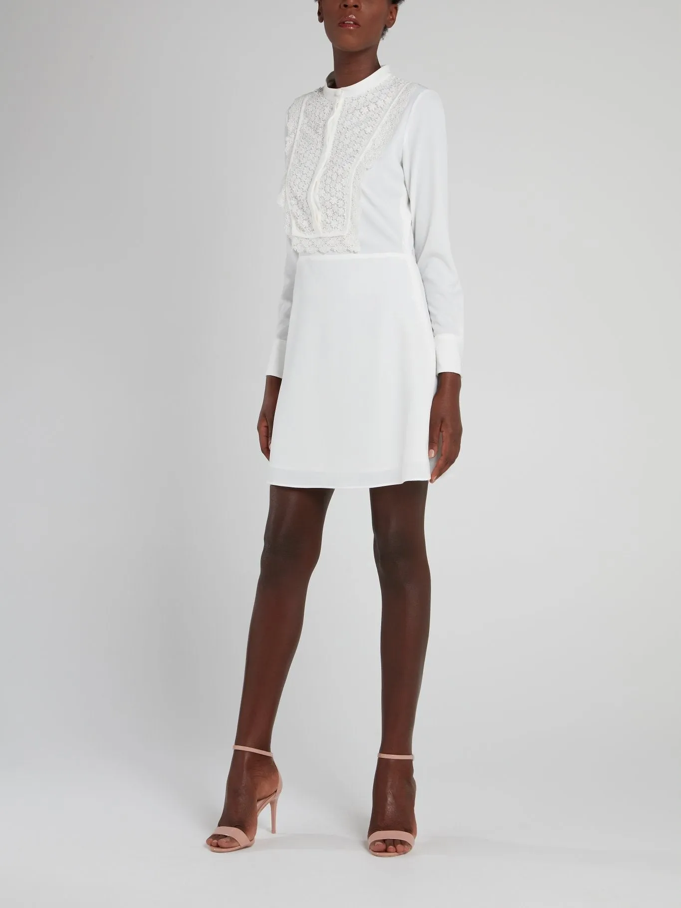 White Lace Bib Mini Dress