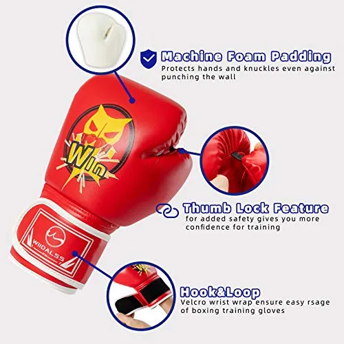 WIIDALSS Kids Boxing Gloves, Boxing Gloves for Kids 5-12, Youth Boxing Gloves for Punching Bag Kickboxing Muay Thai