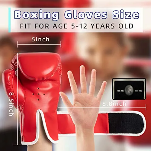 WIIDALSS Kids Boxing Gloves, Boxing Gloves for Kids 5-12, Youth Boxing Gloves for Punching Bag Kickboxing Muay Thai