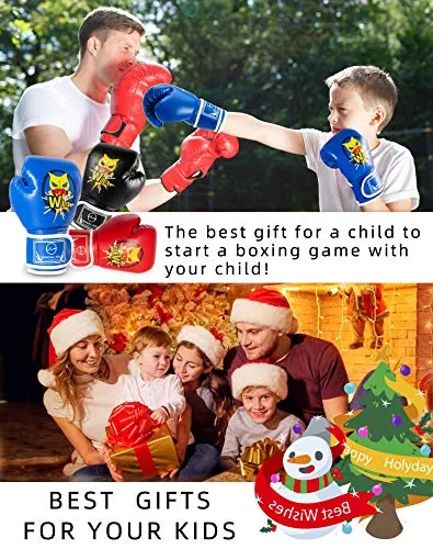 WIIDALSS Kids Boxing Gloves, PU Kids Sparring Training Boxing Gloves