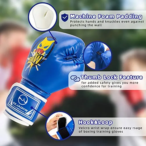 WIIDALSS Kids Boxing Gloves, PU Kids Sparring Training Boxing Gloves