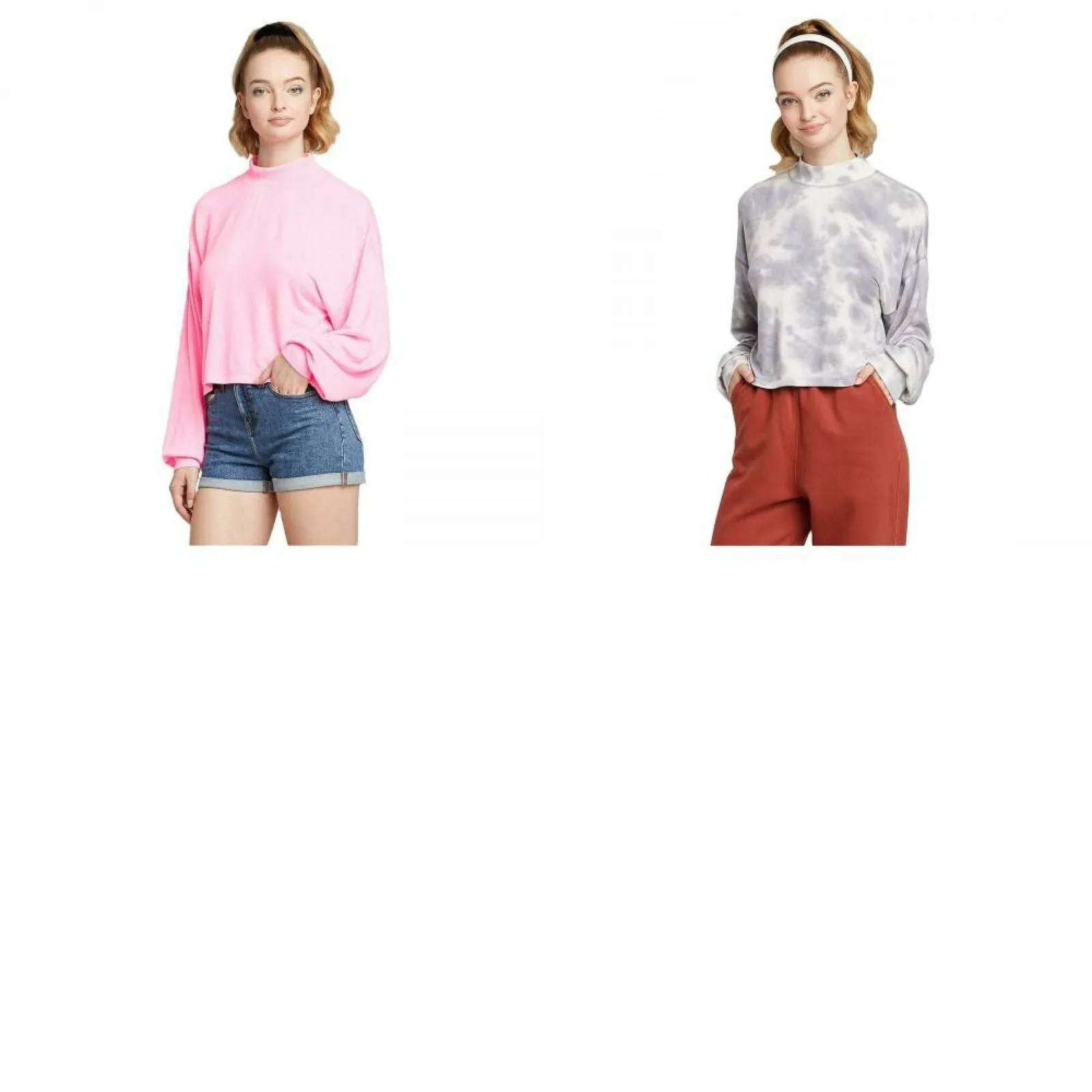 Wild Fable Women's Lightweight Mock Turtleneck Cropped Sweatshirt