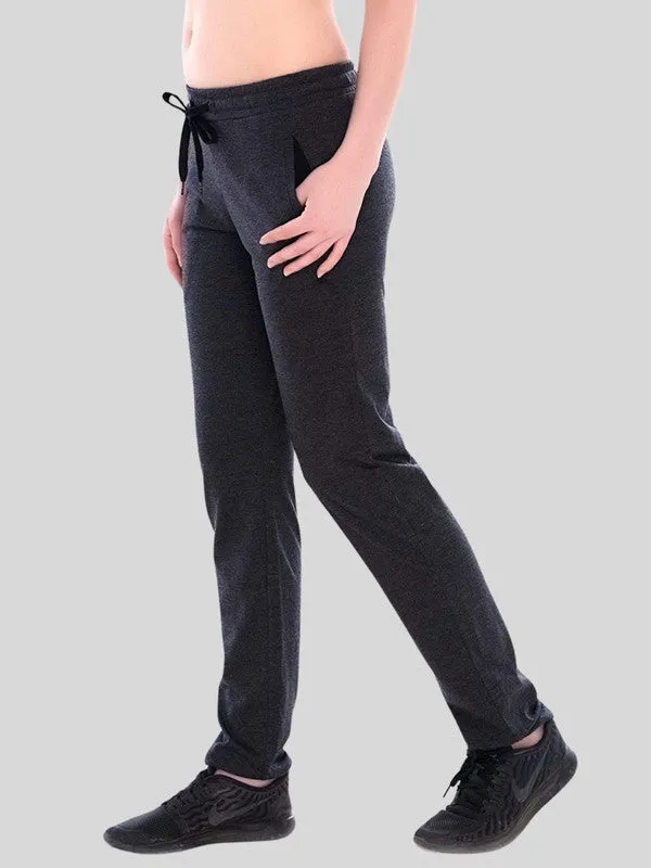 Women Dark Grey Melange Solid Track Pants & Joggers WALKIN TRACK_DG-ML