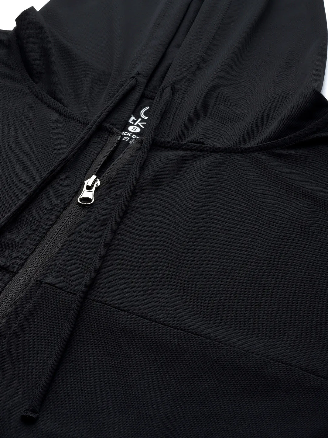 Women's Black Solid Lightweight Hooded Training Jacket