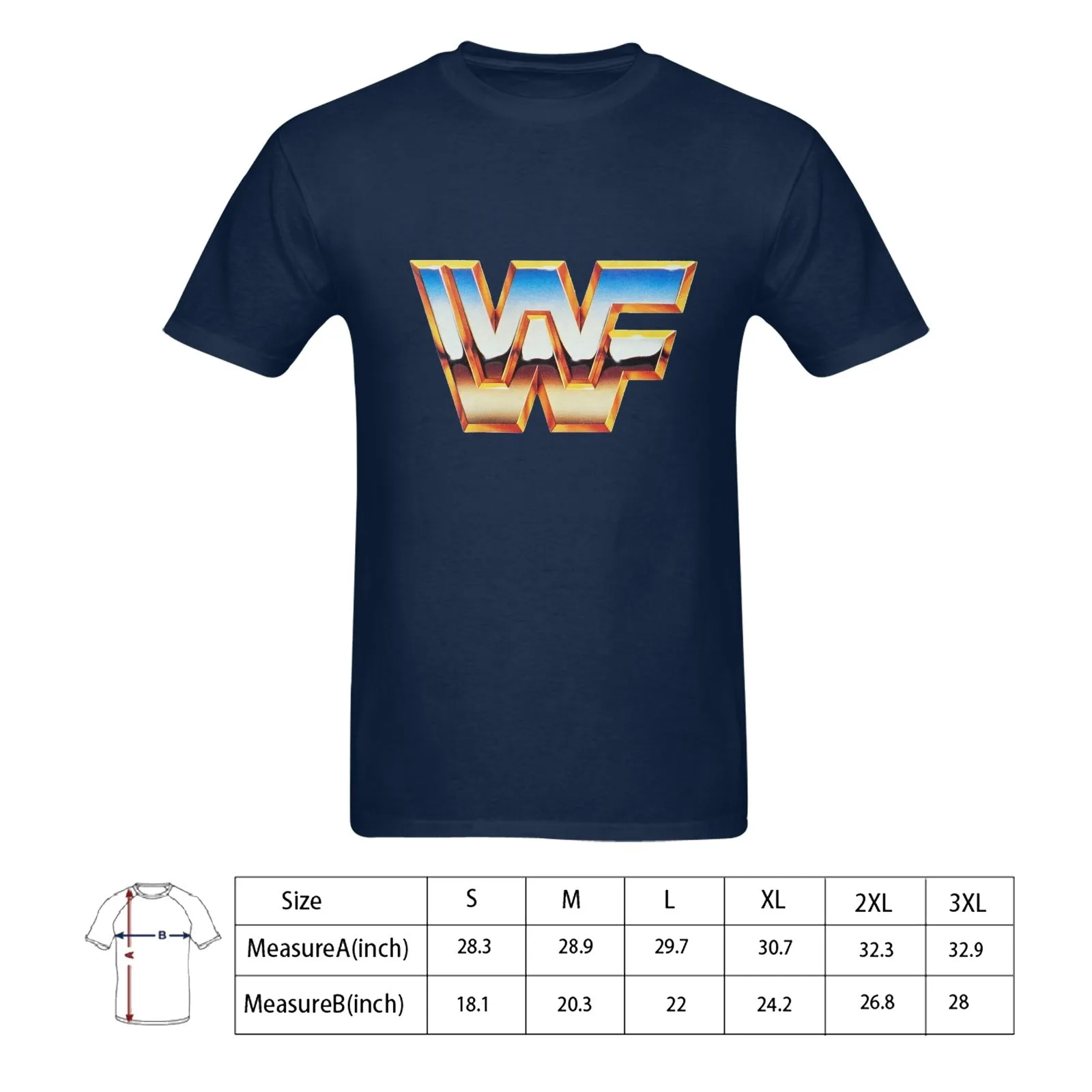 WWF World Wrestling Federation Logo Men's T-shirt 100% Cotton