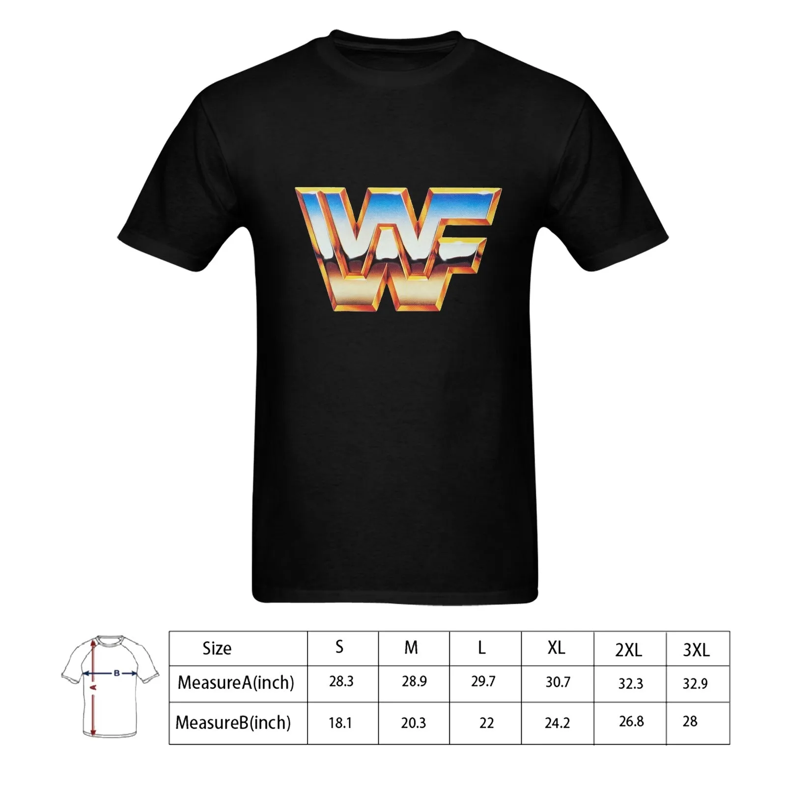 WWF World Wrestling Federation Logo Men's T-shirt 100% Cotton