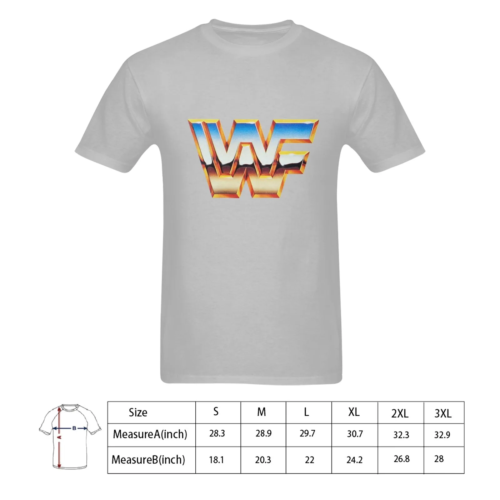 WWF World Wrestling Federation Logo Men's T-shirt 100% Cotton