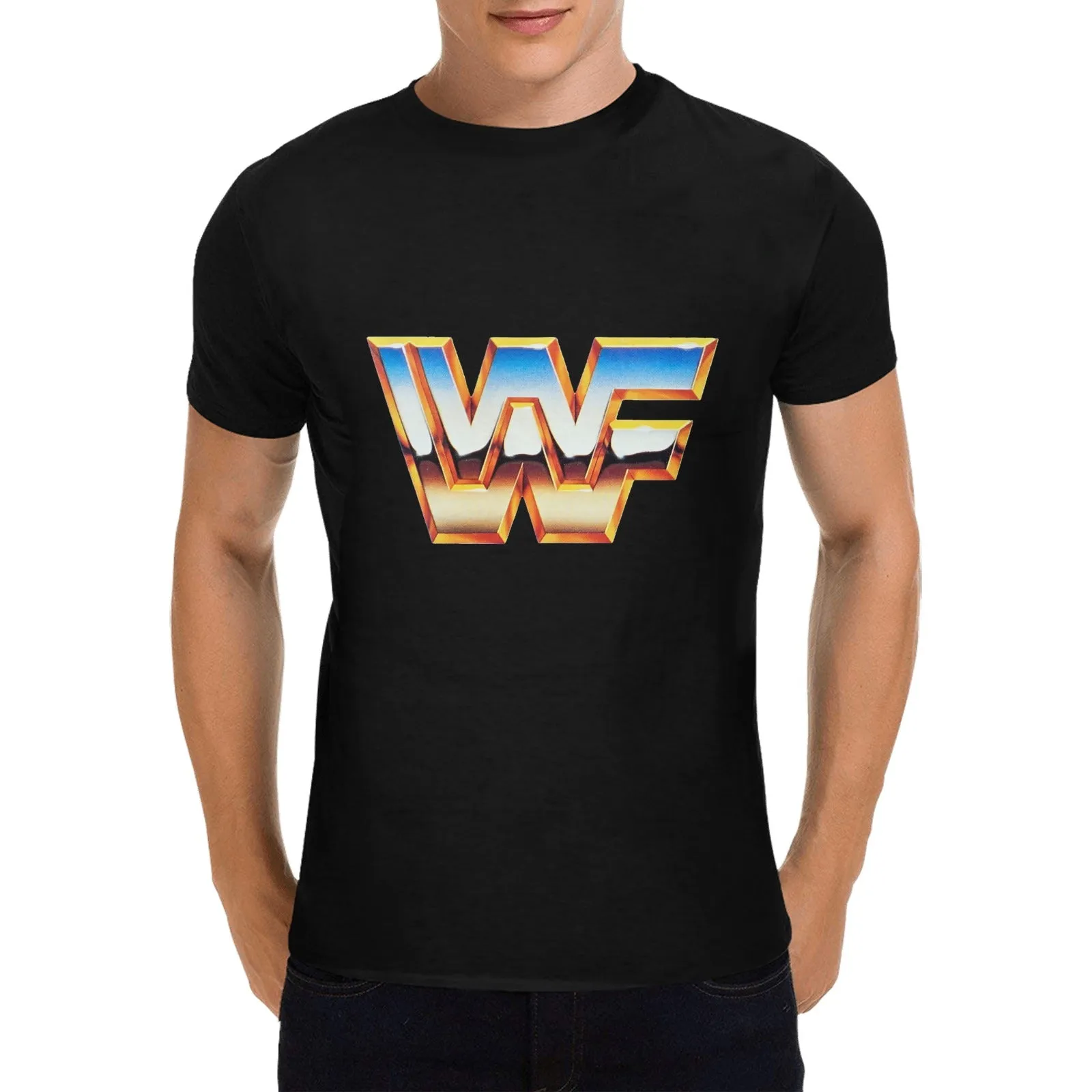 WWF World Wrestling Federation Logo Men's T-shirt 100% Cotton