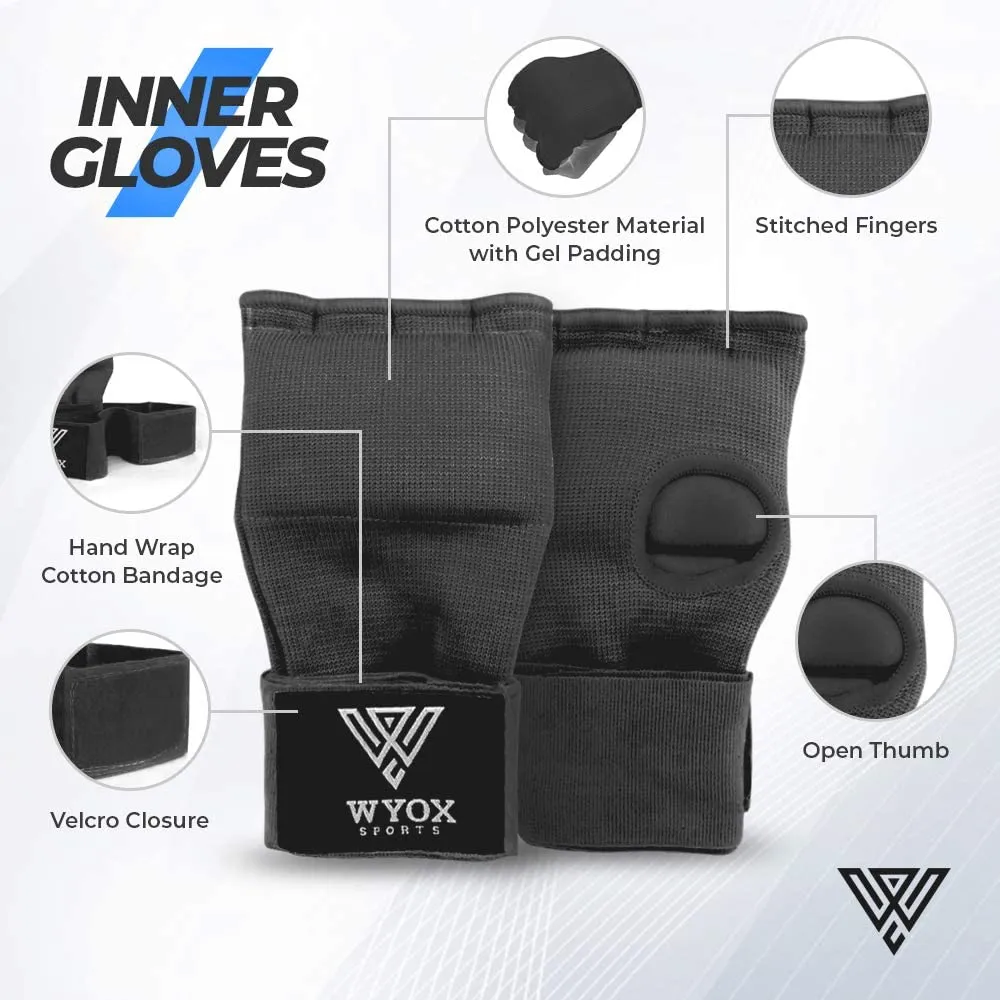 WYOX Boxing Hand Wraps Gel Knuckle Padded Inner Elastic Quick Wraps Fist Protection Boxing Gloves for Women Men