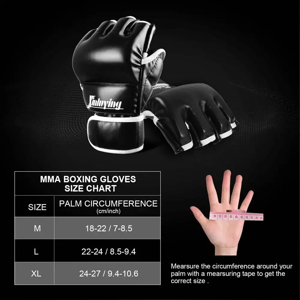 Xinluying MMA Gloves for Men Women - Grafting Sparring Punch Bag Half Mitts