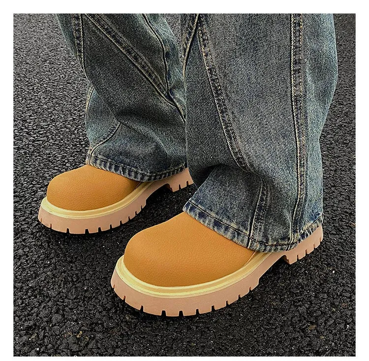 Yellow Martin Buckle Leather Boots